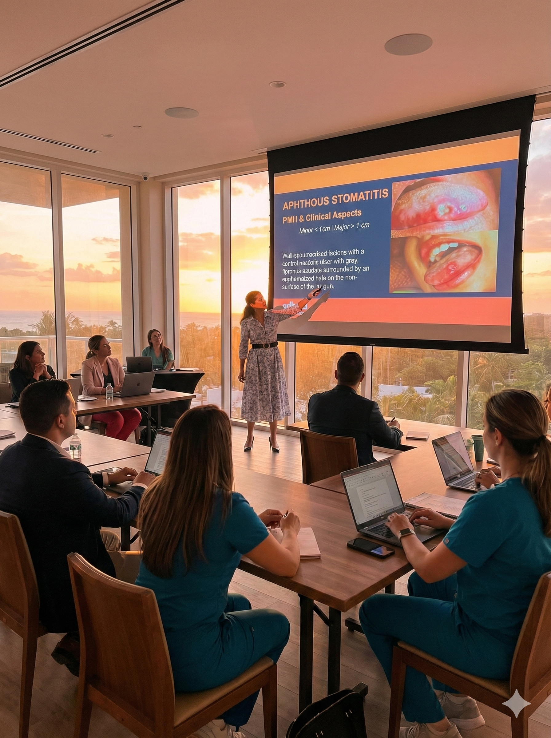 Oral pathology speaker presenting continuing education lecture to dental hygienists